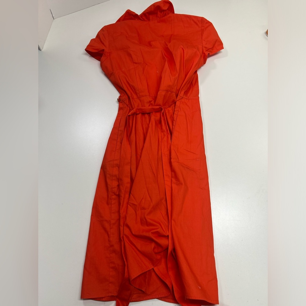 Elizabeth McKay Scotland Ruffled Wrap Dress Size 4 Orange - Picture 4 of 11